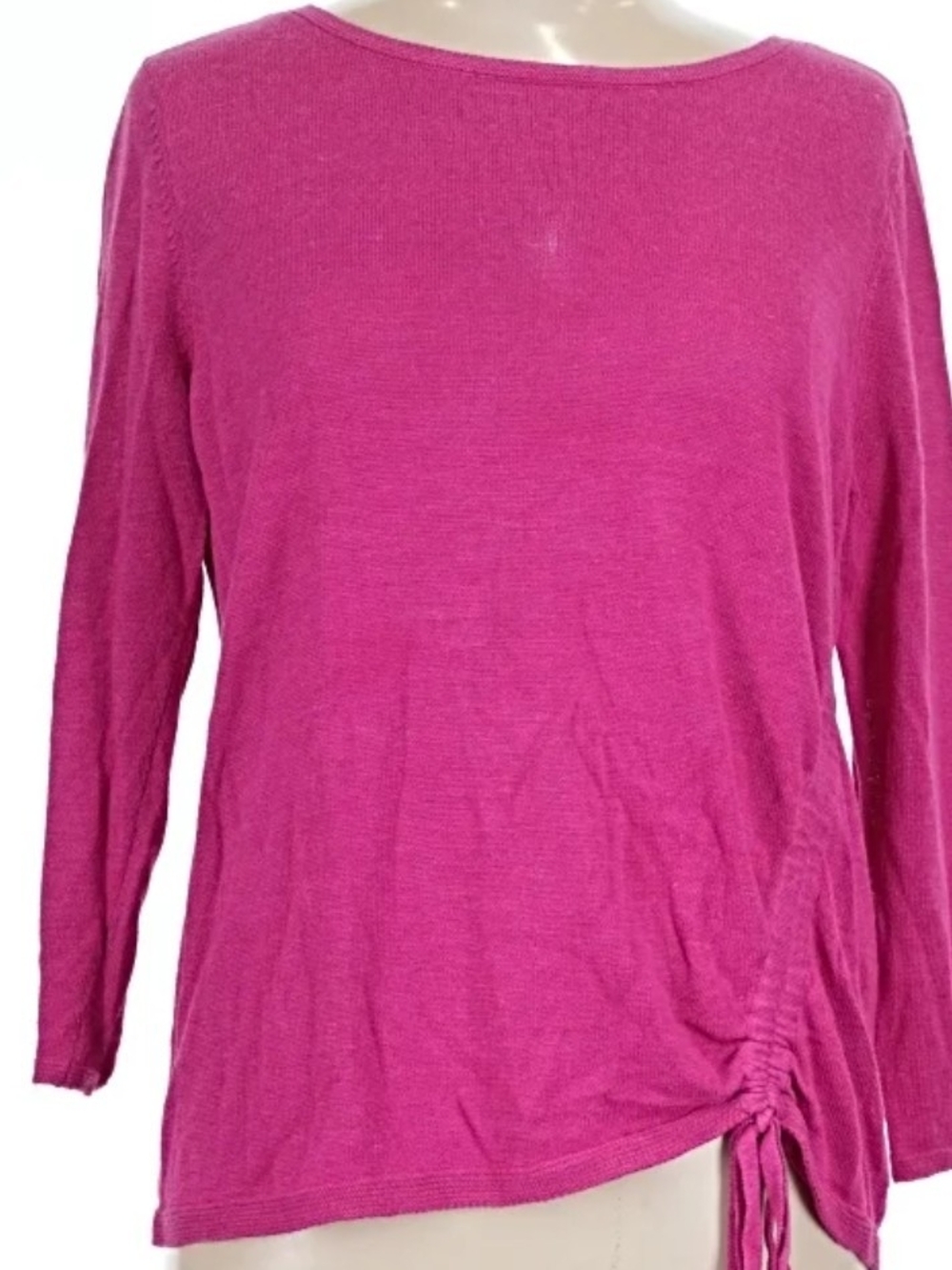 Chico's Europa pink side ruched pull over sweater 3/4 sleeve size 2 (US 12 LG)